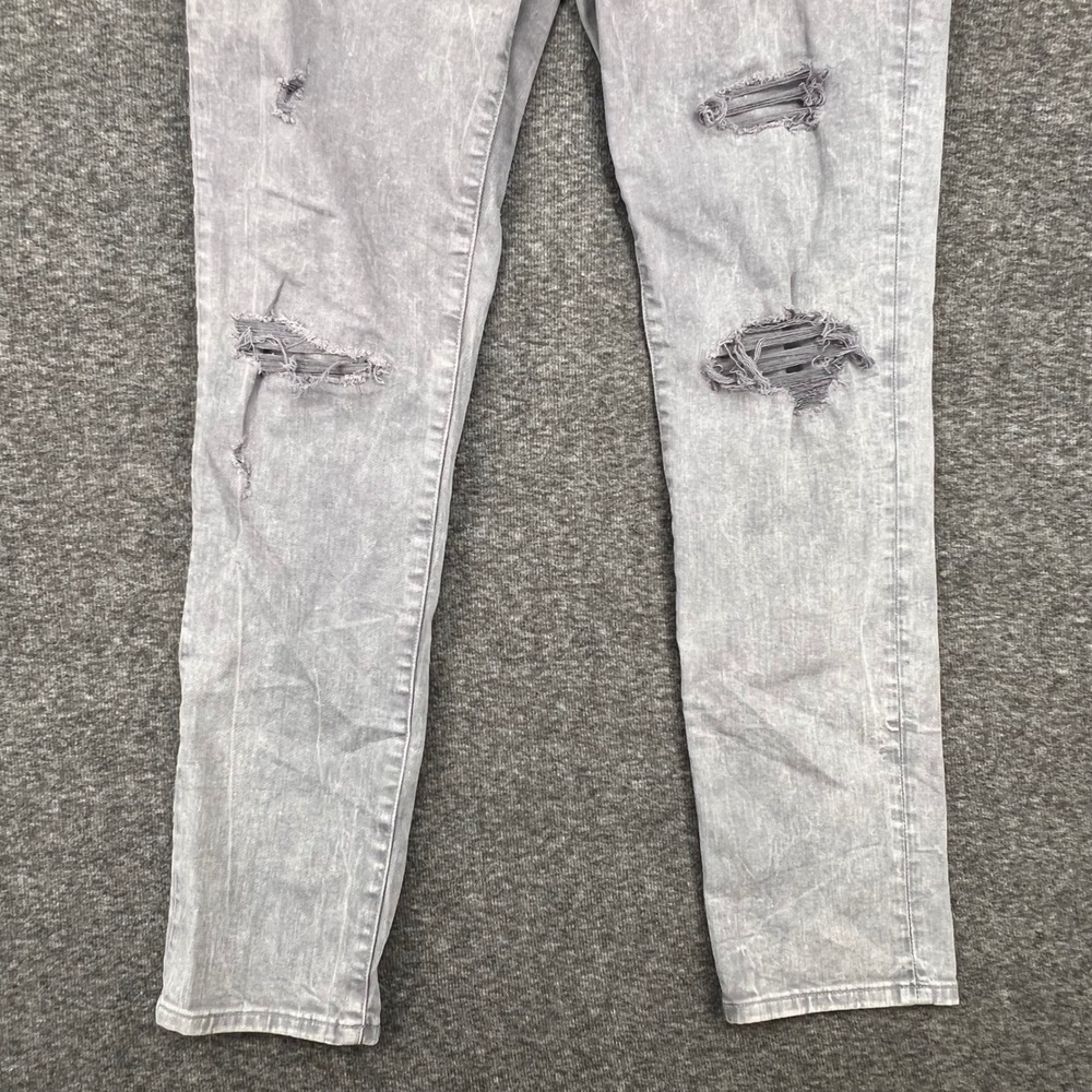 American Eagle Airflex+ Skinny Jeans Mens Grey Distressed Acid Wash Denim 33 - Picture 3 of 11